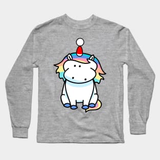 Unicorn with santa hat Long Sleeve T-Shirt